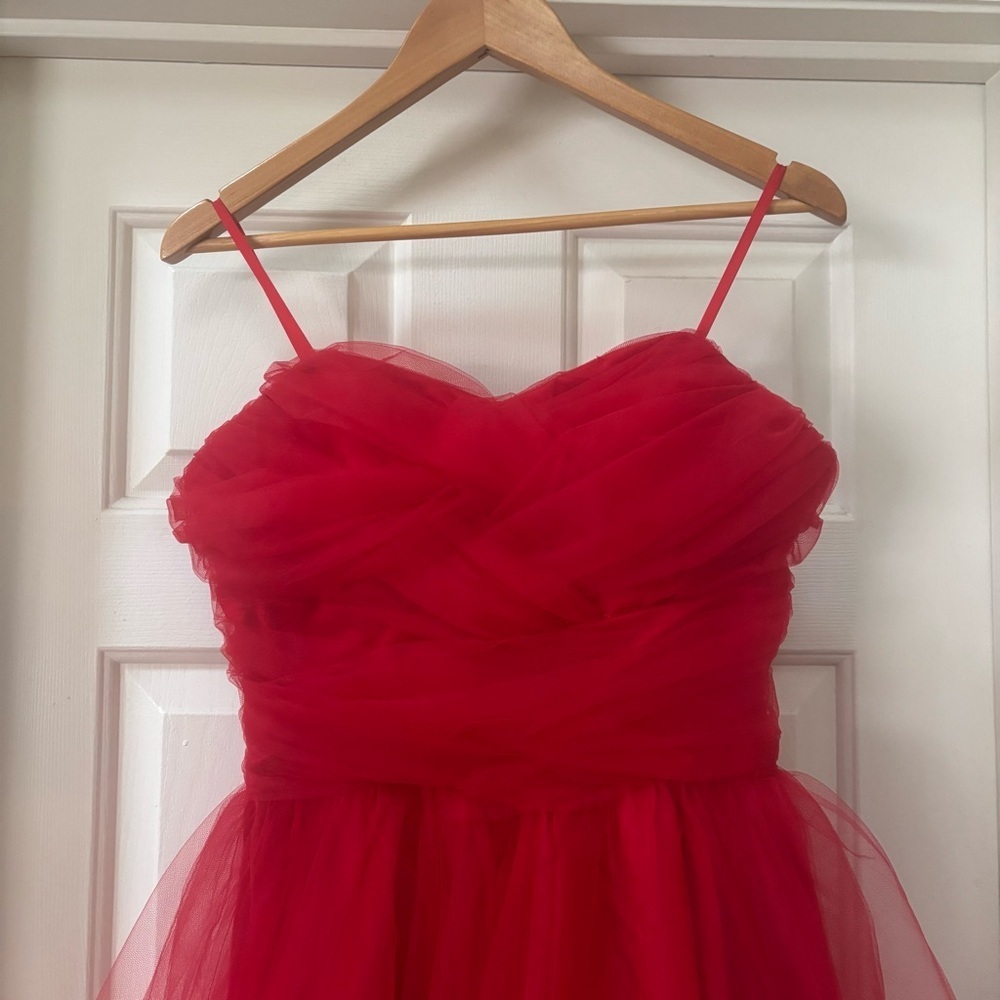 Masquerade Red Tulle Strapless Sweetheart Mini Party Dress Women’s Size 7/8 - Picture 4 of 14